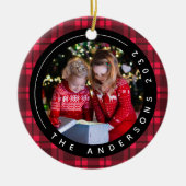 Red Buffalo Kariertes Foto Rahmen Weihnachten Keramik Ornament (Vorne)