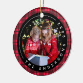 Red Buffalo Kariertes Foto Rahmen Weihnachten Keramik Ornament (Links)