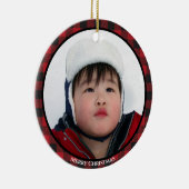 Red Buffalo Kariertes Foto Urlaub Keramik Ornament (Rechts)