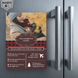 Red Buffalo Kariertes Jahr Überprüfung Weihnachts- Magneteinladung