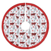 Red Buffalo Kariertes länghorn Muster Polyester Weihnachtsbaumdecke (Vorderseite)