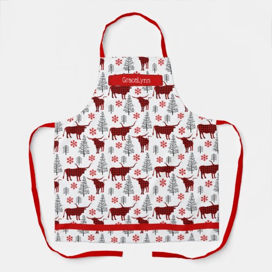 Red Buffalo Kariertes länghorn Muster Schürze (Vorderseite)