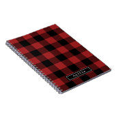 Red Buffalo Kariertes Mit Monogramm SpiralNotebook Notizblock (Rechte Seite)