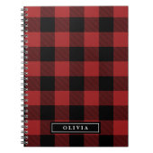 Red Buffalo Kariertes Mit Monogramm SpiralNotebook Notizblock (Vorderseite)