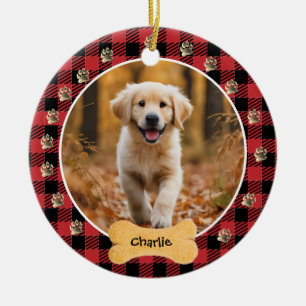 Red Buffalo Kariertes Muster Gold Pet Print Family Keramik Ornament