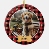 Red Buffalo Kariertes Muster Gold Pet Print Family Keramik Ornament (Hinten)