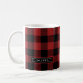 Red Buffalo Kariertes Muster Mit Monogramm Tasse (Links)
