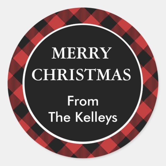 Red Buffalo Kariertes Personalisiertes Geschenk Runder Aufkleber (Vorderseite)