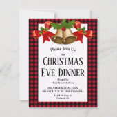Red Buffalo Kariertes Weihnachtsabendessen Einladung (Vorderseite)
