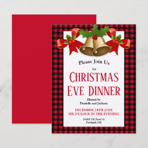 Red Buffalo Kariertes Weihnachtsabendessen Einladung