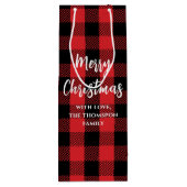 Red Buffalo Karo Frohe Weihnachten Custom Geschenktüte Für Weinflaschen (Rückseite)