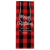 Red Buffalo Karo Frohe Weihnachten Custom Geschenktüte Für Weinflaschen (Vorderseite)