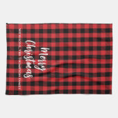 Red Buffalo Karo Frohe Weihnachten Custom Geschirrtuch (Horizontal)