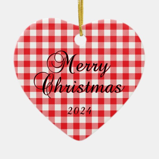 Red Buffalo Karo Frohe Weihnachtskuchen Foto Keramik Ornament (Vorne)