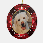 Red Buffalo Karo Kariert Dog Foto & Name Keramik Ornament (Links)