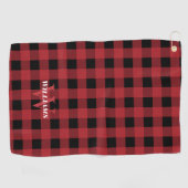 Red Buffalo Karo Name & Initial  Golfhandtuch (Horizontal)