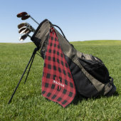 Red Buffalo Karo Name & Initial  Golfhandtuch (Gras)