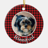 Red Buffalo Karo Personalisiert Pet Foto Weihnacht Keramik Ornament (Vorne)
