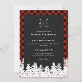 Red Buffalo Karo Rustic Arrow Monogram Wedding Einladung (Vorderseite)
