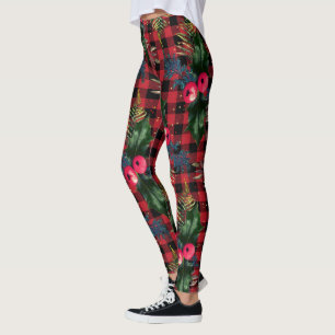 Red Buffalo Karo Watercolor Weihnachten Leggings
