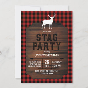 Red Buffalo Karo & Wood Stag Party Einladung