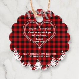 Red Buffalo Muster Bibel Verse Weihnachtsfest Pine Geschenkanhänger