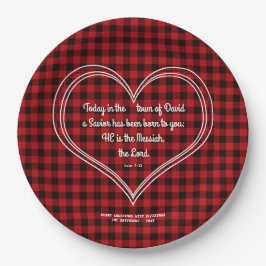 Red Buffalo Pattern Bible Verse Weihnachten Pappteller