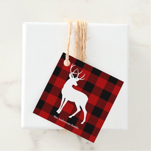 Red Buffalo Pläd & White Deer | Personal Name Geschenkanhänger (Beispiel)