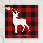 Red Buffalo Pläd & White Deer | Personal Name Geschenkanhänger (Vorderseite)
