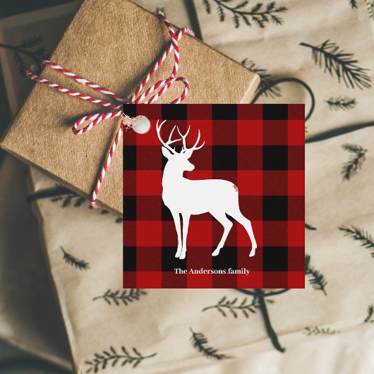 Red Buffalo Pläd & White Deer | Personal Name Geschenkanhänger