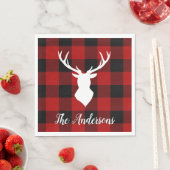Red Buffalo Pläd & White Deer Personal Name Nap Serviette (Beispiel)
