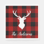 Red Buffalo Pläd & White Deer Personal Name Nap Serviette (Vorderseite)