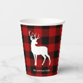 Red Buffalo Pläd & White Deer | Personal Name Pappbecher (Rückseite)