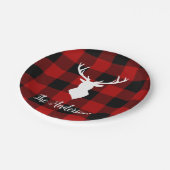 Red Buffalo Pläd & White Deer | Personal Name Pappteller (Schrägansicht)