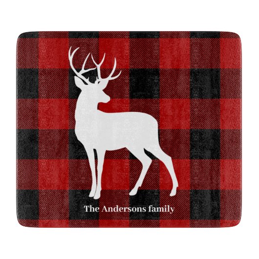 Red Buffalo Pläd & White Deer | Personal Name Schneidebrett (Vorderseite)