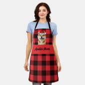 Red Buffalo Plaid and Akita Inu Dog Christmas Schürze (Getragen)
