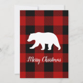 Red Buffalo Plaid & Bear | Personal Name Gift Feiertagskarte (Vorderseite)