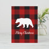 Red Buffalo Plaid & Bear | Personal Name Gift Feiertagskarte (Stehend Vorderseite)