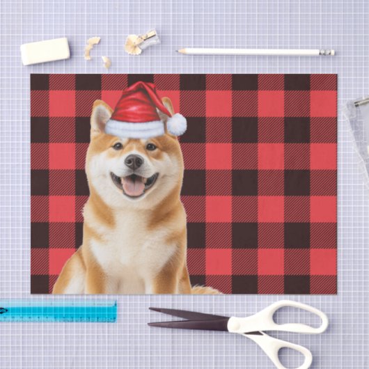 Red Buffalo Plaid Christmas Akita Dog Holiday Seidenpapier (Handwerk)