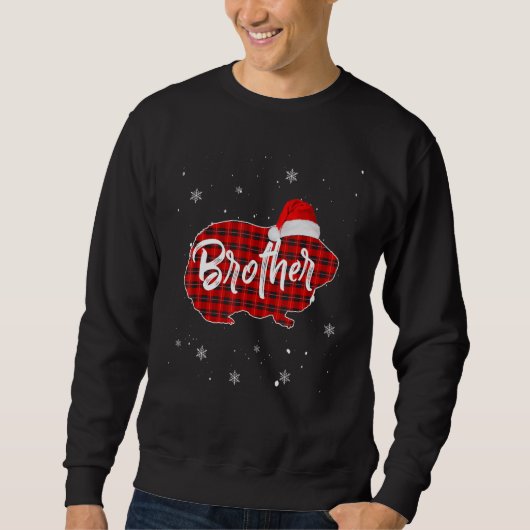 Red Buffalo Plaid Christmas Guinea Pig Brother San Sweatshirt (Vorderseite)