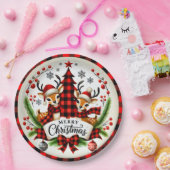 Red Buffalo Plaid Christmas Pappteller (Party)