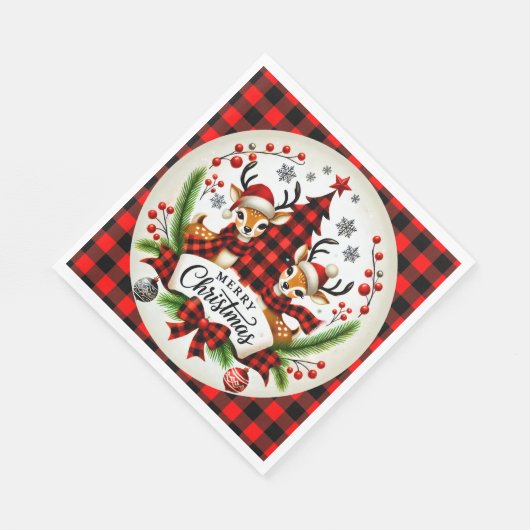 Red Buffalo Plaid Christmas Serviette (Ecke)