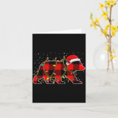 Red Buffalo Plaid Christmas Tree Light Bear Pajama Karte (Gelbe Blume)