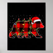 Red Buffalo Plaid Christmas Tree Light Bear Pajama Poster (Vorne)