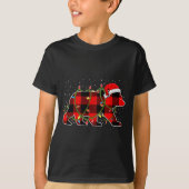 Red Buffalo Plaid Christmas Tree Light Bear Pajama T-Shirt (Vorderseite)