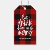 Red Buffalo Plaid “Eat, Drink & Be Merry” Geschenkanhänger (Vorderseite)