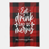 Red Buffalo Plaid “Eat, Drink & Be Merry” Geschirrtuch (Vertikal)