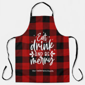 Red Buffalo Plaid“Eat, Drink & Be Merry" Schürze (Vorderseite)