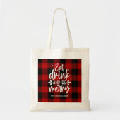 Red Buffalo Plaid “Eat, Drink & Be Merry” Tragetasche (Vorne)