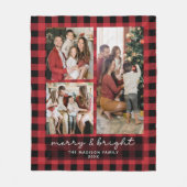 Red Buffalo Plaid Merry & Bright Christmas Photo Fleecedecke (Vorderseite)